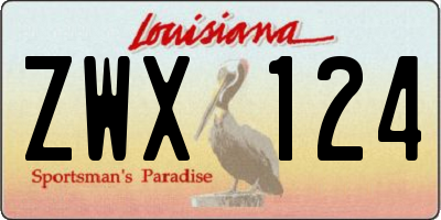 LA license plate ZWX124