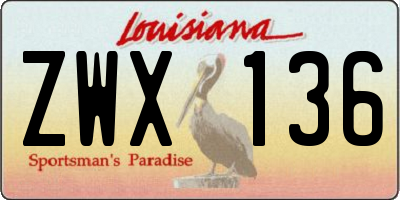 LA license plate ZWX136