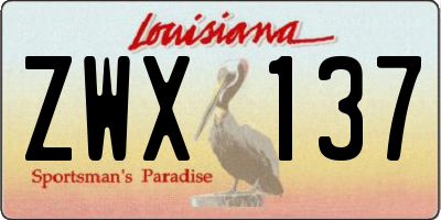 LA license plate ZWX137
