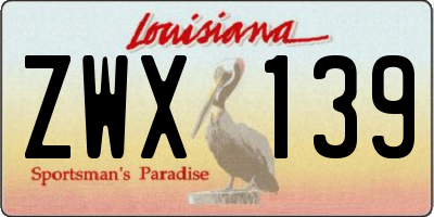 LA license plate ZWX139