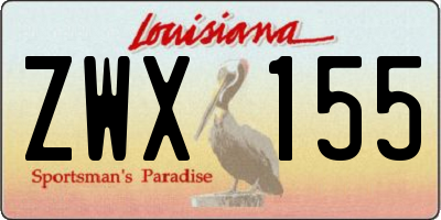 LA license plate ZWX155