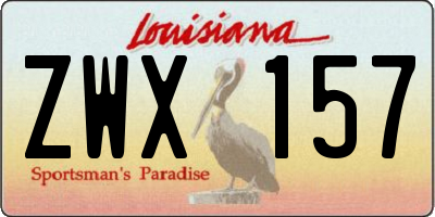 LA license plate ZWX157
