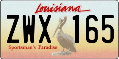 LA license plate ZWX165