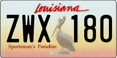 LA license plate ZWX180