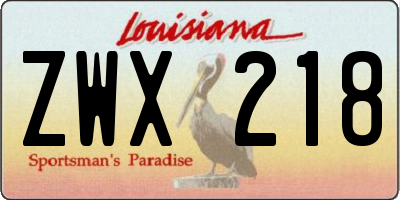 LA license plate ZWX218
