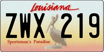 LA license plate ZWX219