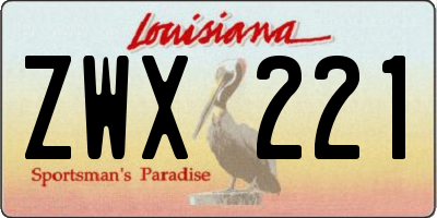 LA license plate ZWX221