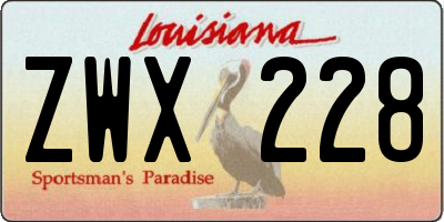 LA license plate ZWX228