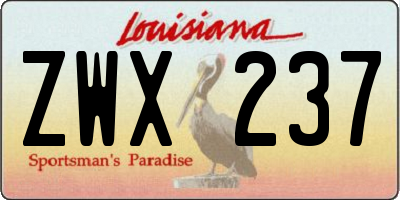 LA license plate ZWX237