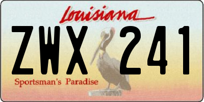LA license plate ZWX241