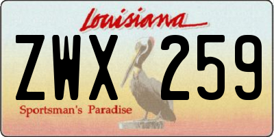 LA license plate ZWX259