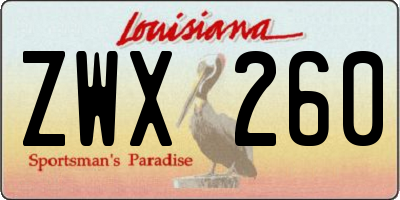 LA license plate ZWX260