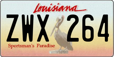 LA license plate ZWX264