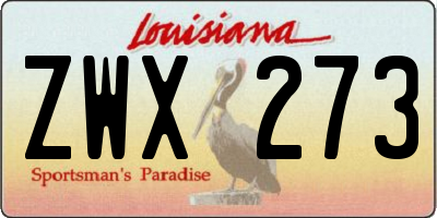 LA license plate ZWX273