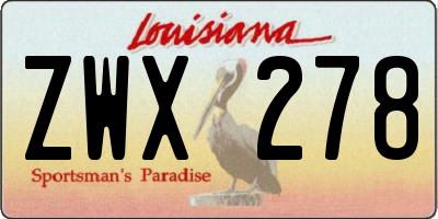 LA license plate ZWX278