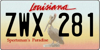 LA license plate ZWX281