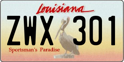 LA license plate ZWX301
