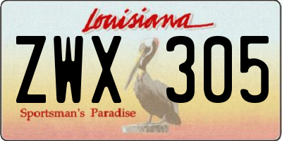 LA license plate ZWX305
