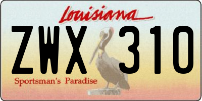 LA license plate ZWX310