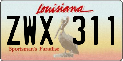 LA license plate ZWX311