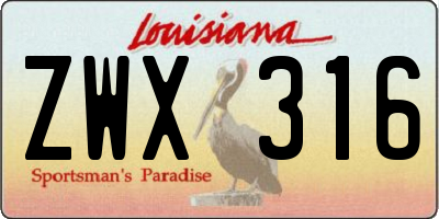 LA license plate ZWX316