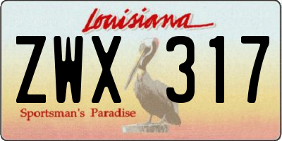 LA license plate ZWX317