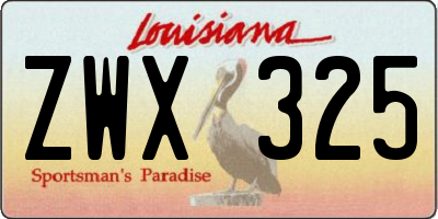 LA license plate ZWX325