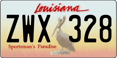 LA license plate ZWX328