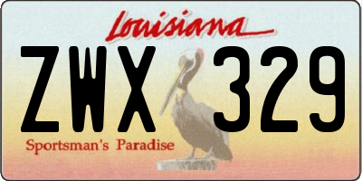 LA license plate ZWX329