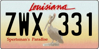 LA license plate ZWX331