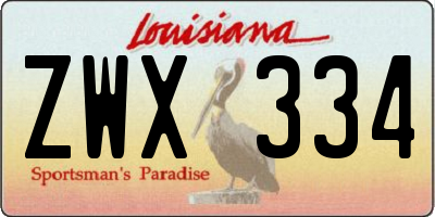 LA license plate ZWX334