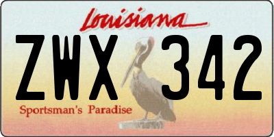 LA license plate ZWX342