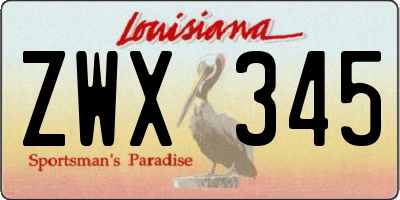 LA license plate ZWX345