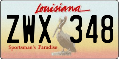 LA license plate ZWX348