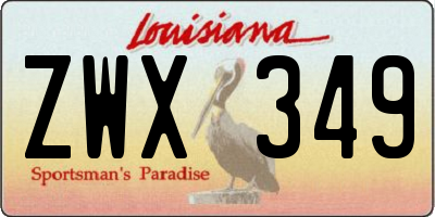 LA license plate ZWX349