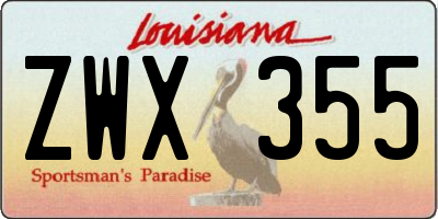 LA license plate ZWX355