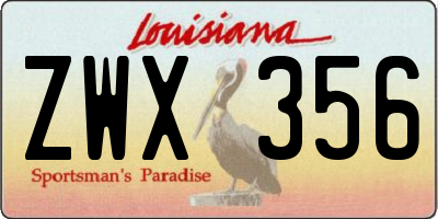 LA license plate ZWX356