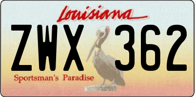 LA license plate ZWX362