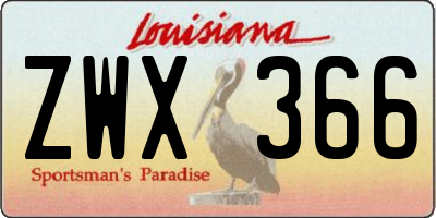 LA license plate ZWX366