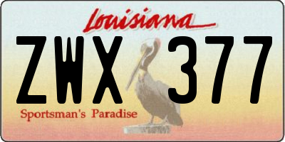LA license plate ZWX377