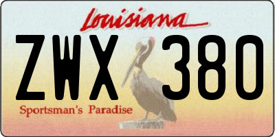 LA license plate ZWX380