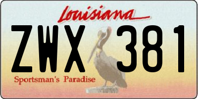 LA license plate ZWX381