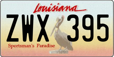 LA license plate ZWX395
