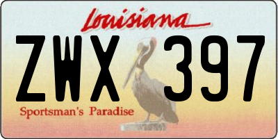 LA license plate ZWX397
