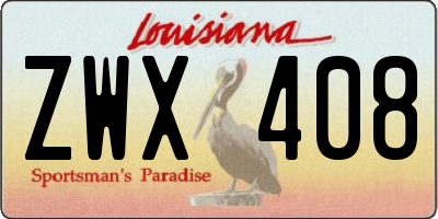 LA license plate ZWX408