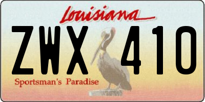 LA license plate ZWX410