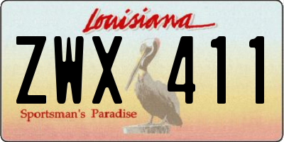 LA license plate ZWX411