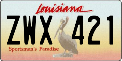 LA license plate ZWX421