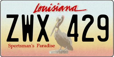LA license plate ZWX429