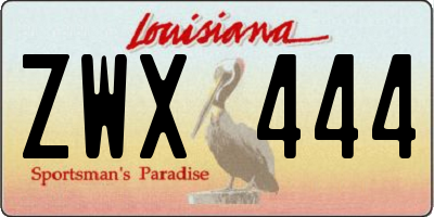 LA license plate ZWX444